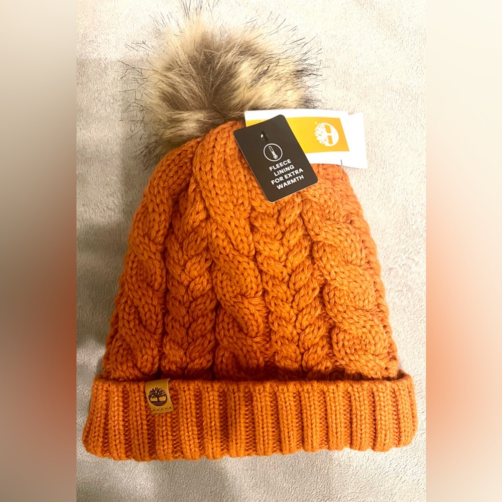 Timberland Autumn Woods Pom Beanie Rust Orange